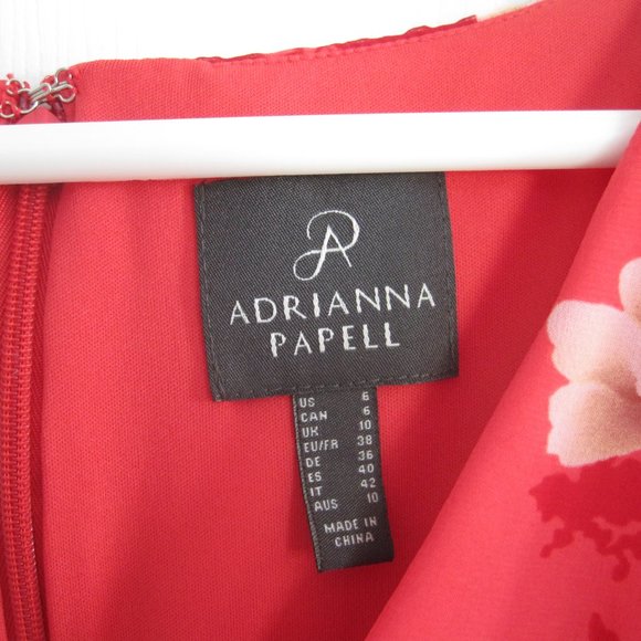 Adrianna Papell Maxi Floral Chiffon Dress in Soft Red and Pink Size 6 - Picture 8 of 10